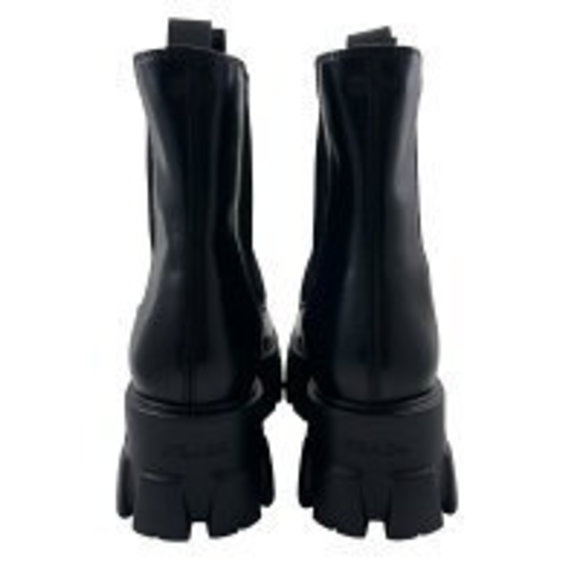 Prada Monolith Brushed Leather Booties Boots Side Gore Shoes - Picture 4 of 8